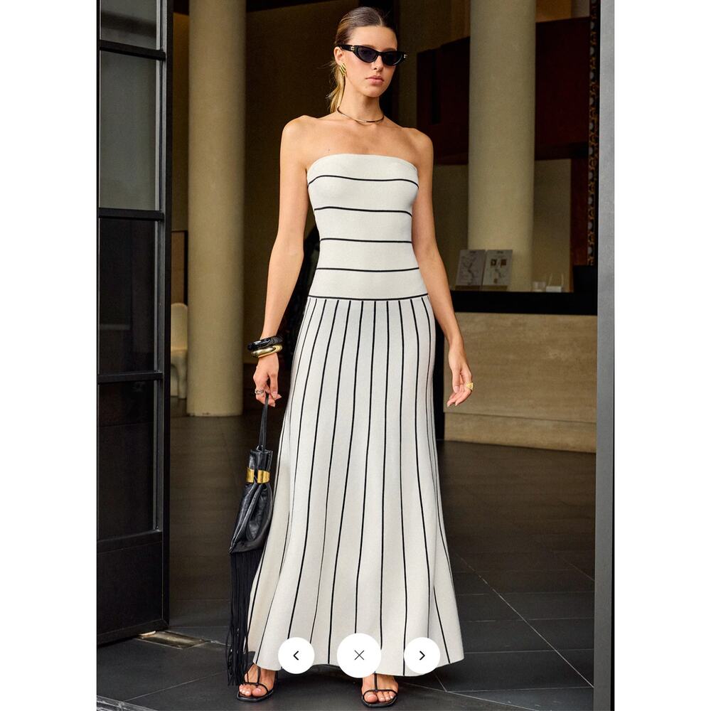 NWT Commense Strapless Striped Maxi Dress Sz M - Picture 4 of 6
